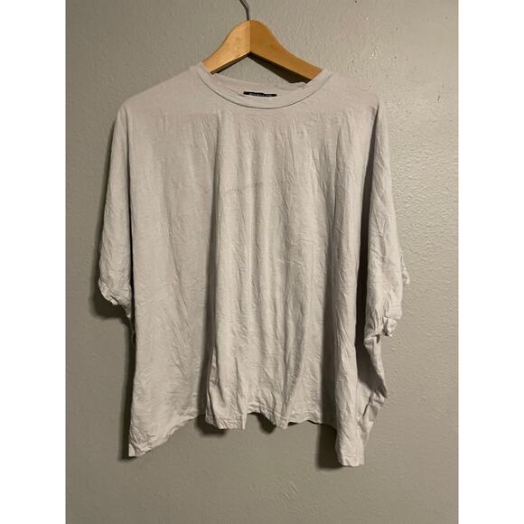 Mizuiro-Ind Womens Top One Size Gray Crew Neck Oversized Relaxed Boxy Lagenlook - Picture 1 of 7